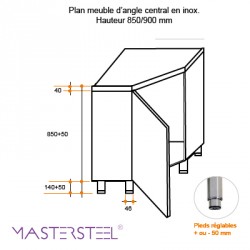 Mueble esquinero de acero inoxidable Prof.700 - v2