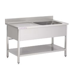 Fregadero acero inoxidable 1 pileta 1000 X 600 X 850 MM (L x P x A) escurridor izquierda con estante