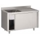Fregadero de acero inoxidable sobre mueble 1 pileta 1000 X 700 X 850 MM (L x P x A) ESC derecha