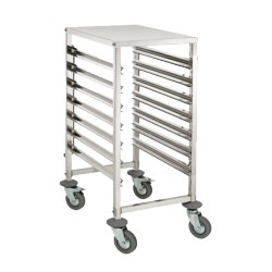 Carro bandejero de acero inoxidable catering - 7 niveles GN2/1 con bandeja de acero inoxidable