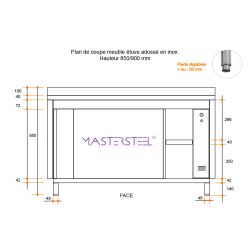 Mueble caliente adosado 1000 x 600 x 850 mm (L x P x A) - v2