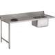 Mesa de acero inoxidable eco 1600 x 700 x 850 mm para lavavajillas con cubo a la derecha + orificio de basura