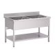 Fregadero de acero inoxidable de 2 piletas sin escurridor 1000 x 600 x 850 mm (L x P x A)