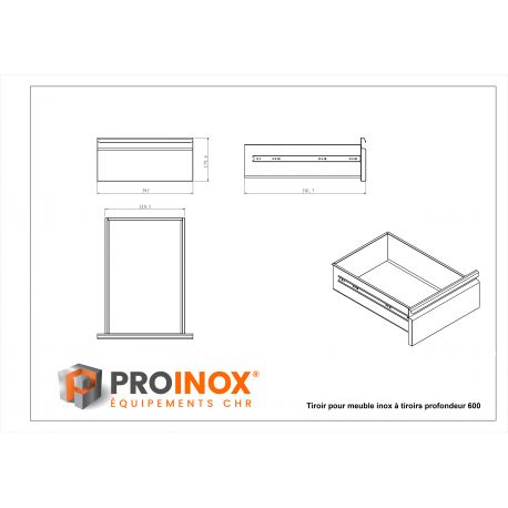 Tables inox centrales Prof.600 avec étagère basse - v2