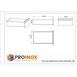 Mueble acero inoxidable 3 cajones Prof.700 - v2