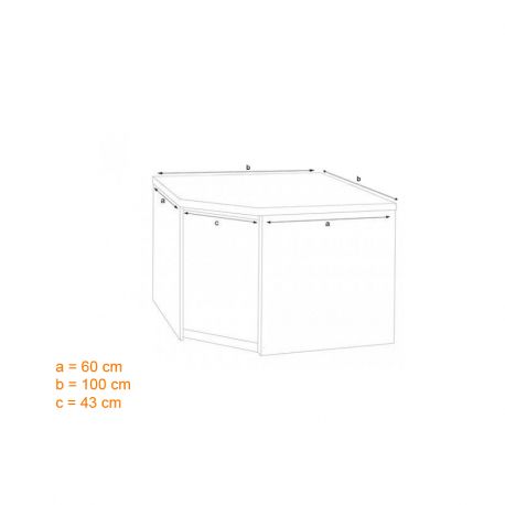 Meuble bas inox d angle sans dosseret 1000x1000x600x600xH850mm - v2
