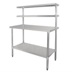 Mesa de acero inoxidable con 2 estantes 1500 x 600 x 1500 mm (L x P x A)