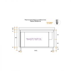 Fregadero de acero inoxidable sobre mueble 1 pileta 1200 X 600 X 850 MM (L x P x A) ESC izquierda - v2