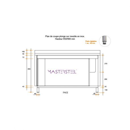Plonges inox 1 bac avec égouttoir Prof.700 1200X600X850 A Gauche - v2