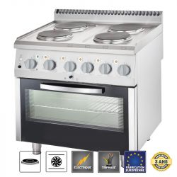 Hornilla eléctrica de 4 fuegos sobre horno eléctrico ventilado GN1/1- 600 x 400