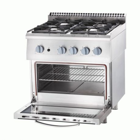 Fourneau 4 feux gaz sur four gaz statique GN2/1 - v2