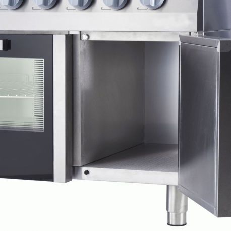 Fourneau 6 feux gaz sur four gaz statique GN2/1 - v6