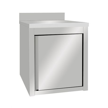 Meuble bas inox adossé à porte battante 600x600x850mm - v1