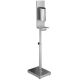 Soporte móvil de acero inoxidable de 0,8 mm de espesor con dispensador automático de jabón o gel hidroalcohólico