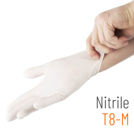 Guantes de nitrilo blanco M sin polvo - 100 unidades