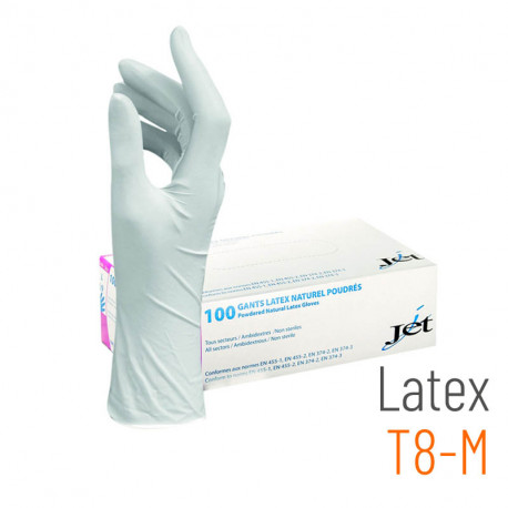 Guantes transparentes de látex empolvados T8 M - 100 unidades