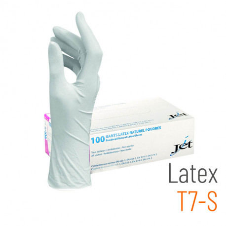 Guantes transparentes de látex empolvados T7 S - 100 unidades