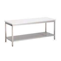 Mesa de corte de acero inoxidable con estantes 1800 x 700 x 850 mm (L x P x A)