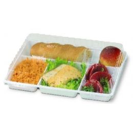 Bandeja de comida rectangular plástico blanca 22,40 x 29 cm Alphaform (50 unidades)