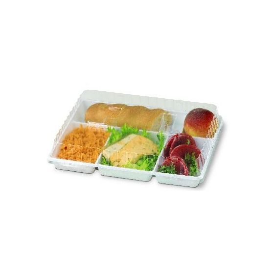 Bandeja de comida rectangular plástico blanca 22,40 x 29 cm Alphaform (50 unidades)