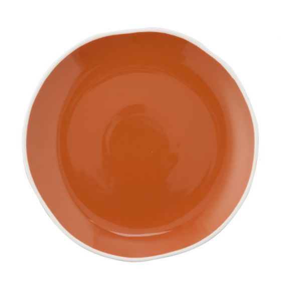 Plato llano redondo terracota porcelana 24 cm de diámetro Rim (4 u.)