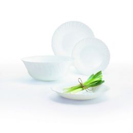 Plato llano redondo blanco cristal de 19 cm de diámetro Festón (6 u.) - v2