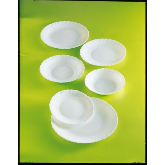 Plato llano redondo blanco cristal de 19 cm de diámetro Festón (6 u.) - v4
