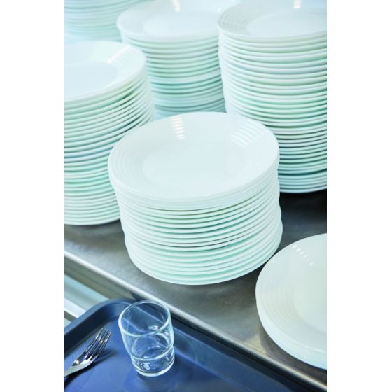 Plato llano redondo blanco cristal de 25 cm de diámetro Stairo (6 u.) - v3