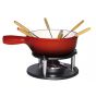Juego de fondue de hierro fundido rojo 22,50 cm