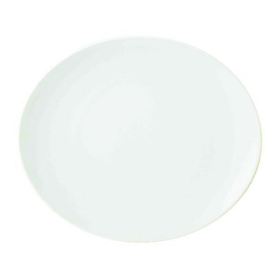 Plato para bistec ovalado de porcelana blanca 25,50 x 30 cm (6 u.)