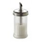 Dispensador de azúcar redondo de cristal y acero inoxidable 16,5 cm