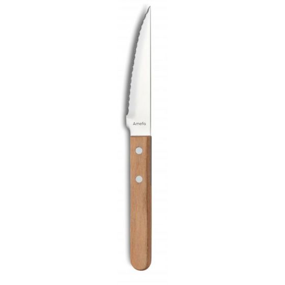 Cuchillos de carne de acero inoxidable/madera 21 cm (12 u.)