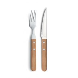 Cuchillos de carne de acero inoxidable/madera 21 cm (12 u.) - v2