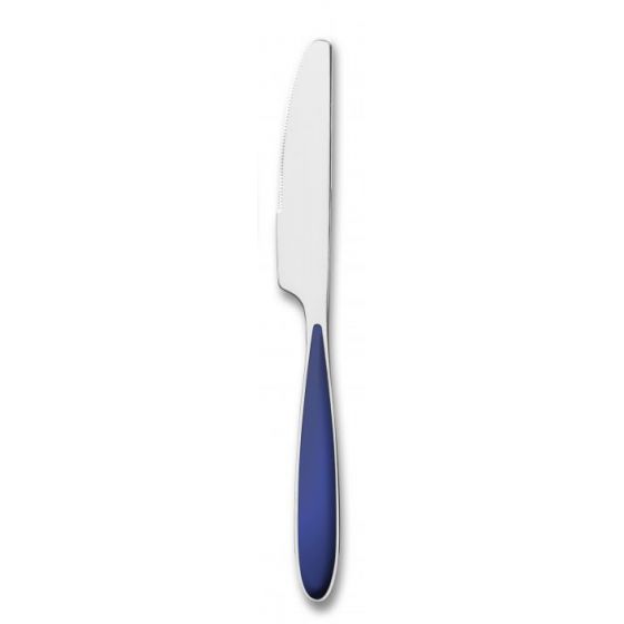 Cuchillos de mesa dentados de acero inoxidable azul marino 22 cm (12 u.)