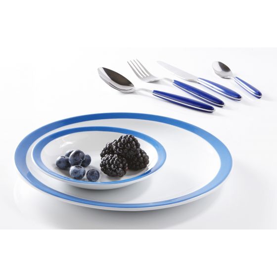 Cuchillos de mesa dentados de acero inoxidable azul marino 22 cm (12 u.) - v2