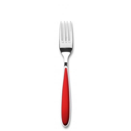 Tenedor de mesa de acero inoxidable 20 cm rojo (12 u.)