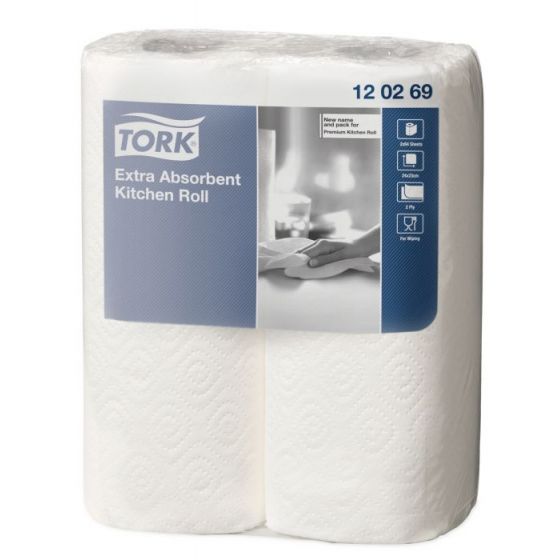 Rollo de papel absorbente de guata de celulosa blanca 23 x 24 cm Tork (12 x 2 u.)