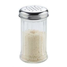 Dispensador de parmesano redondo de cristal y acero inoxidable 13,5 cm