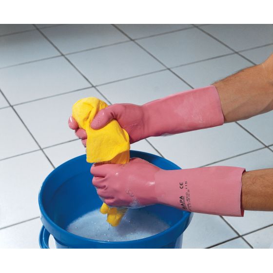 Par de guantes domésticos de látex rosa talla 8 - v3