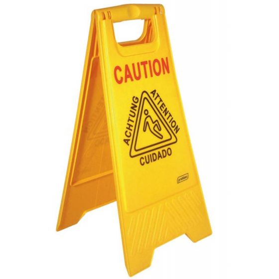 Señal de advertencia "Suelo resbaladizo" amarilla rectangular de 60 cm.