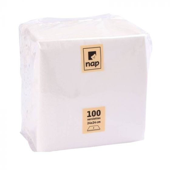 Servilletas blancas 24 x 24 cm guata de celulosa 16 g/m≤ (30 x 100 u.)
