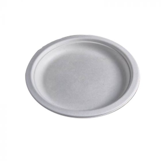 Plato blanco desechable biodegradable de 22 cm de diámetro (50 unidades)