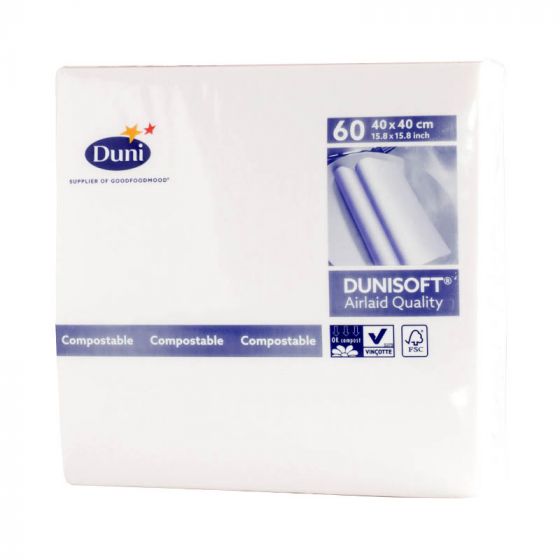 Servilletas blancas 40 x 40 cm guata de celulosa 55 g/m≤ (12 x 60 u.) - v3