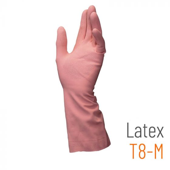 Par de guantes domésticos de látex rosa talla 8