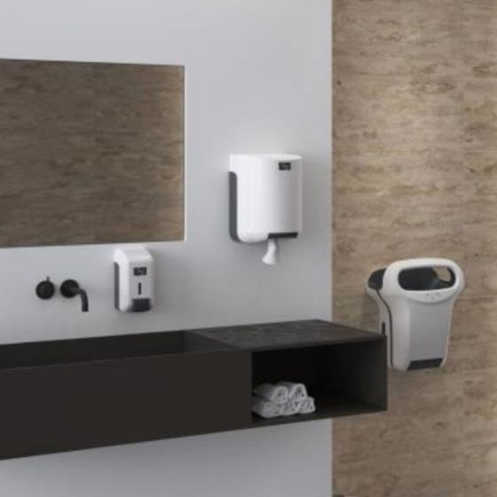 Dispensador de bobinas de secado XL ABS blanco con enrollador central - v2