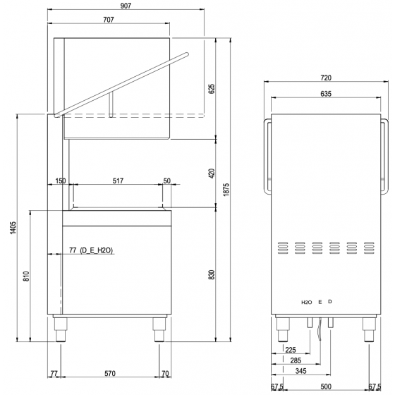 Lavavajillas Modular de capota cesta 50 x 50 cm - v3