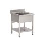 Plonge inox 1 bac L800XP700XH850MM avec étagère basse