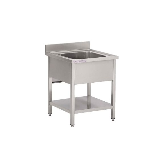 Plonge inox 1 bac L800XP700XH850MM avec étagère basse