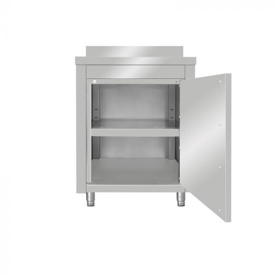 Meuble bas inox adossé à porte battante 600 x 700 x 850 mm
