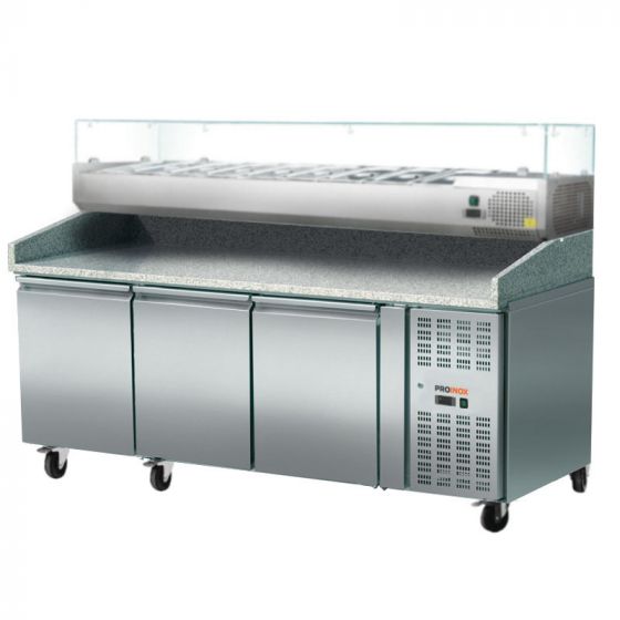 Mesa para pizza 3 puertas 400 X 600 y kit refrigerado